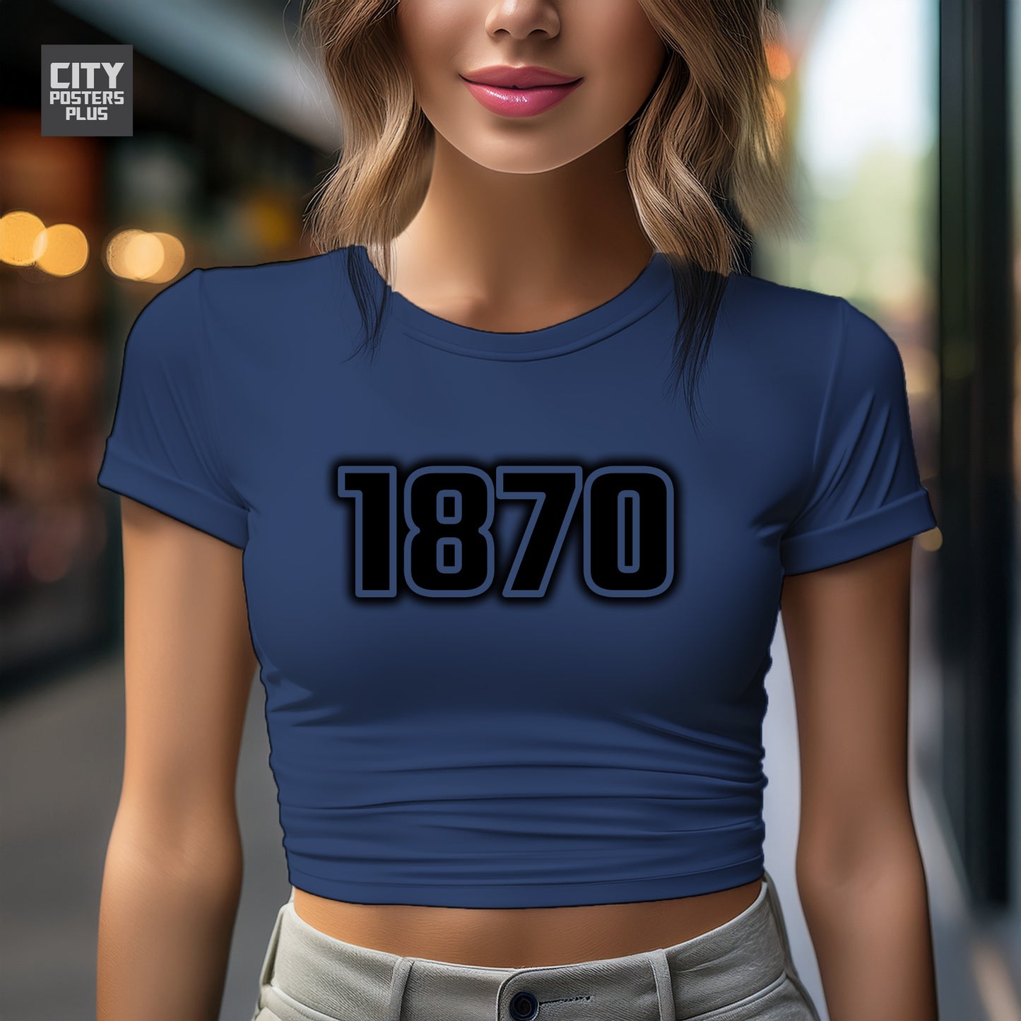 1870 Year Women Crop Top (Navy Blue)