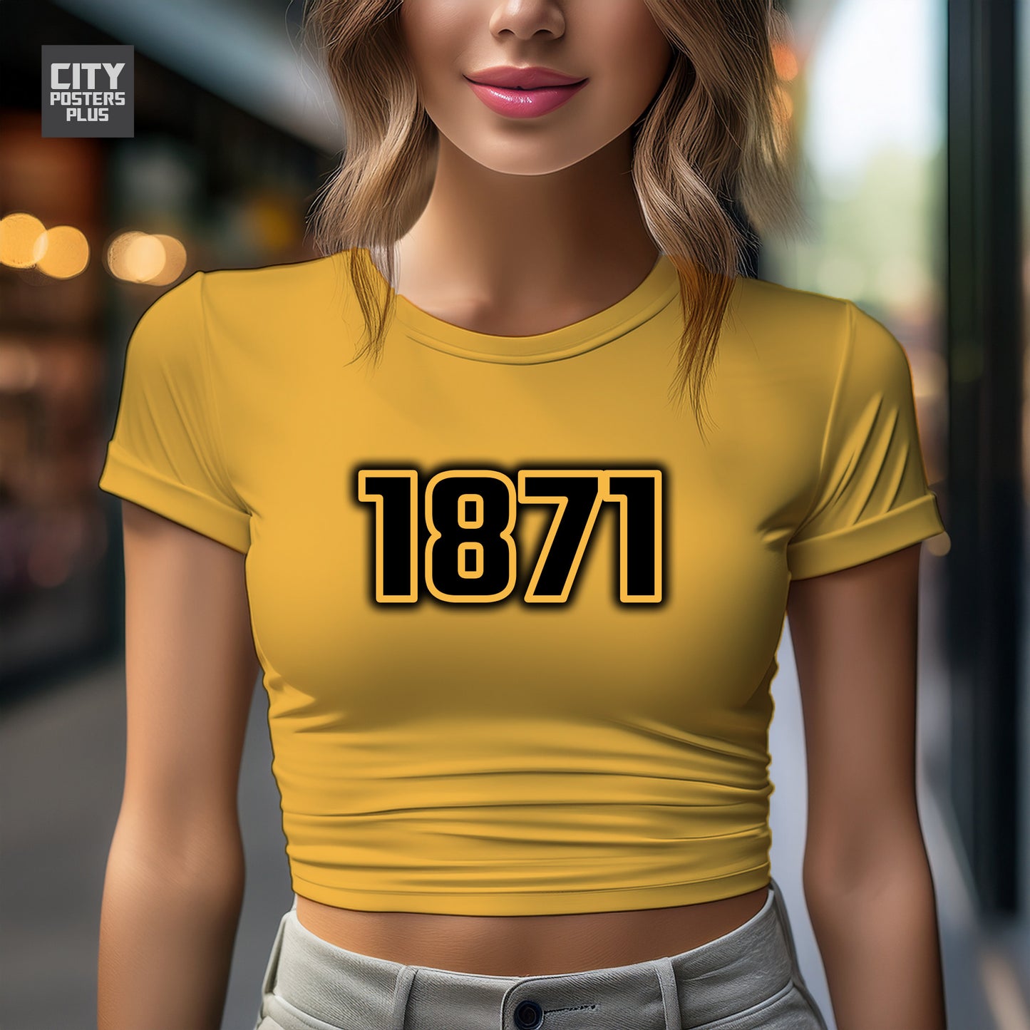 1871 Year Women Crop Top (Golden Yellow)