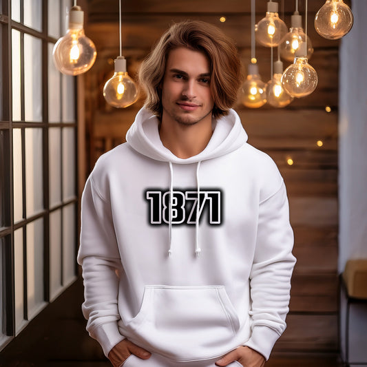 1871 Year Men Unisex Hoodie (White)