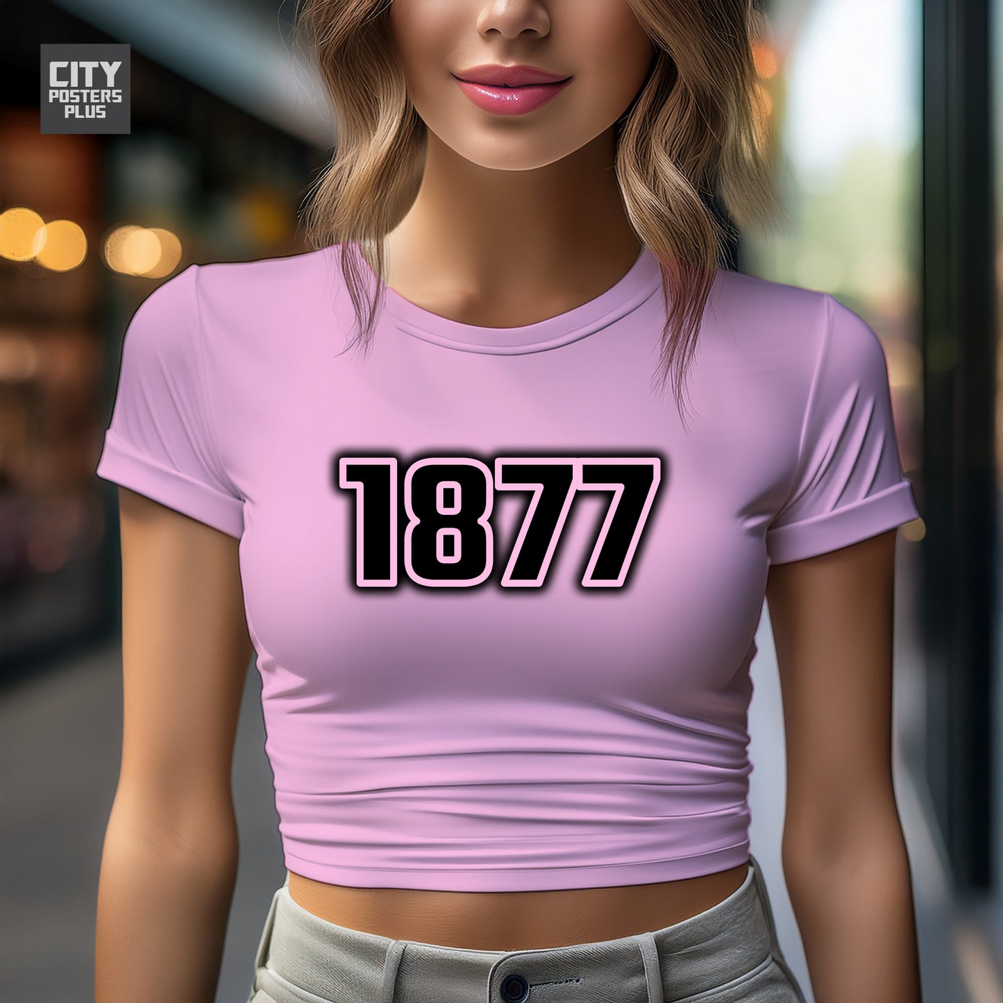 1877 Year Women Crop Top (Light Pink)