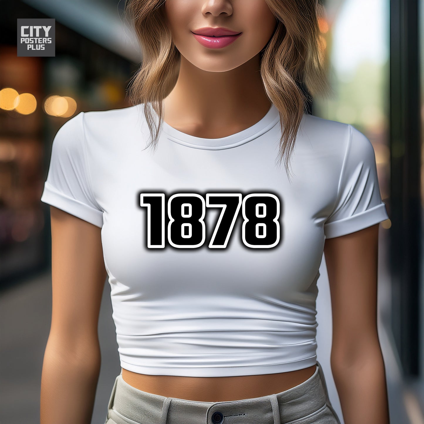 1878 Year Women Crop Top (White)