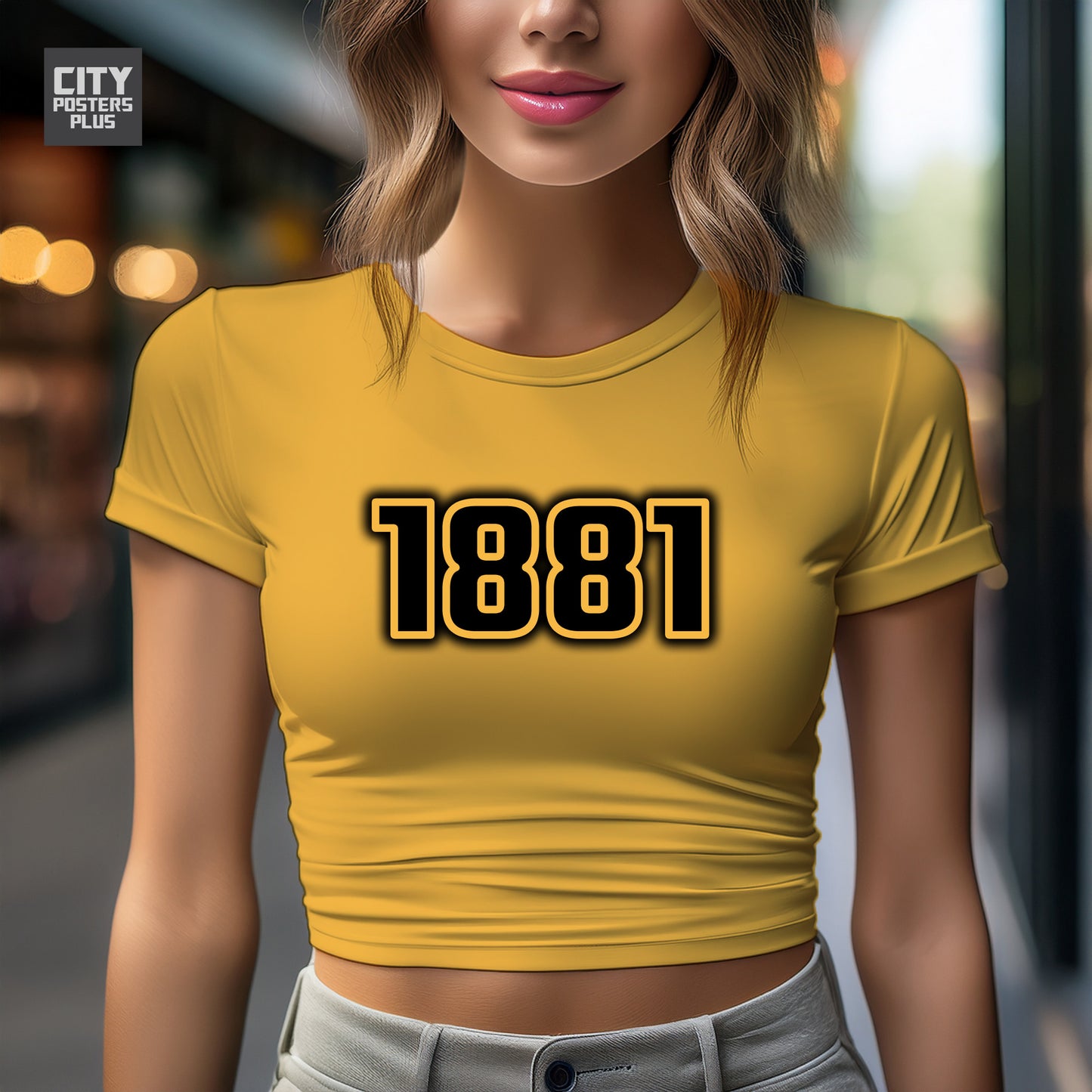 1881 Year Women Crop Top (Golden Yellow)