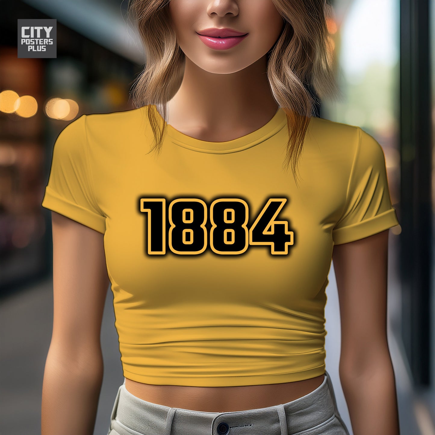 1884 Year Women Crop Top (Golden Yellow)