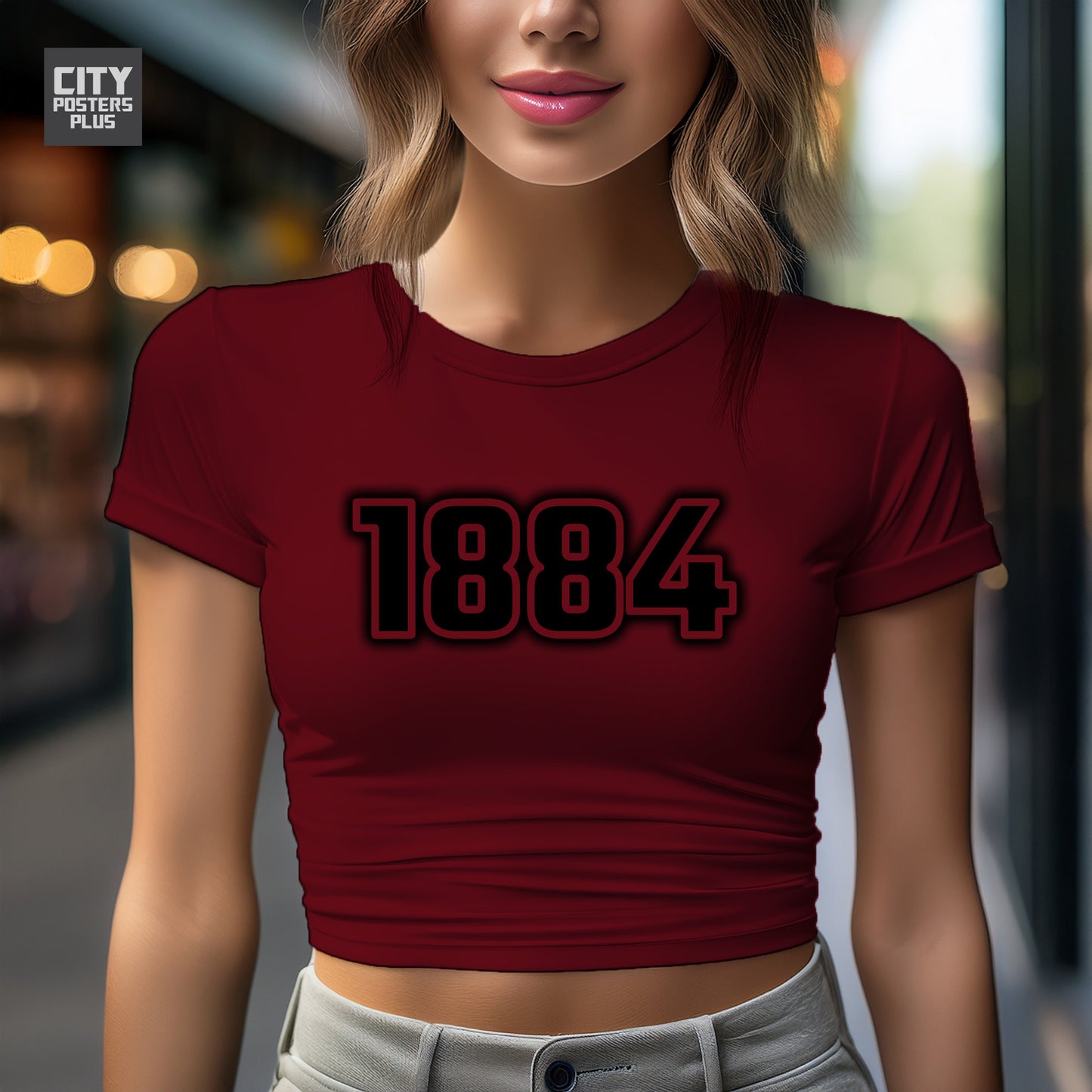 1884 Year Women Crop Top (Maroon)