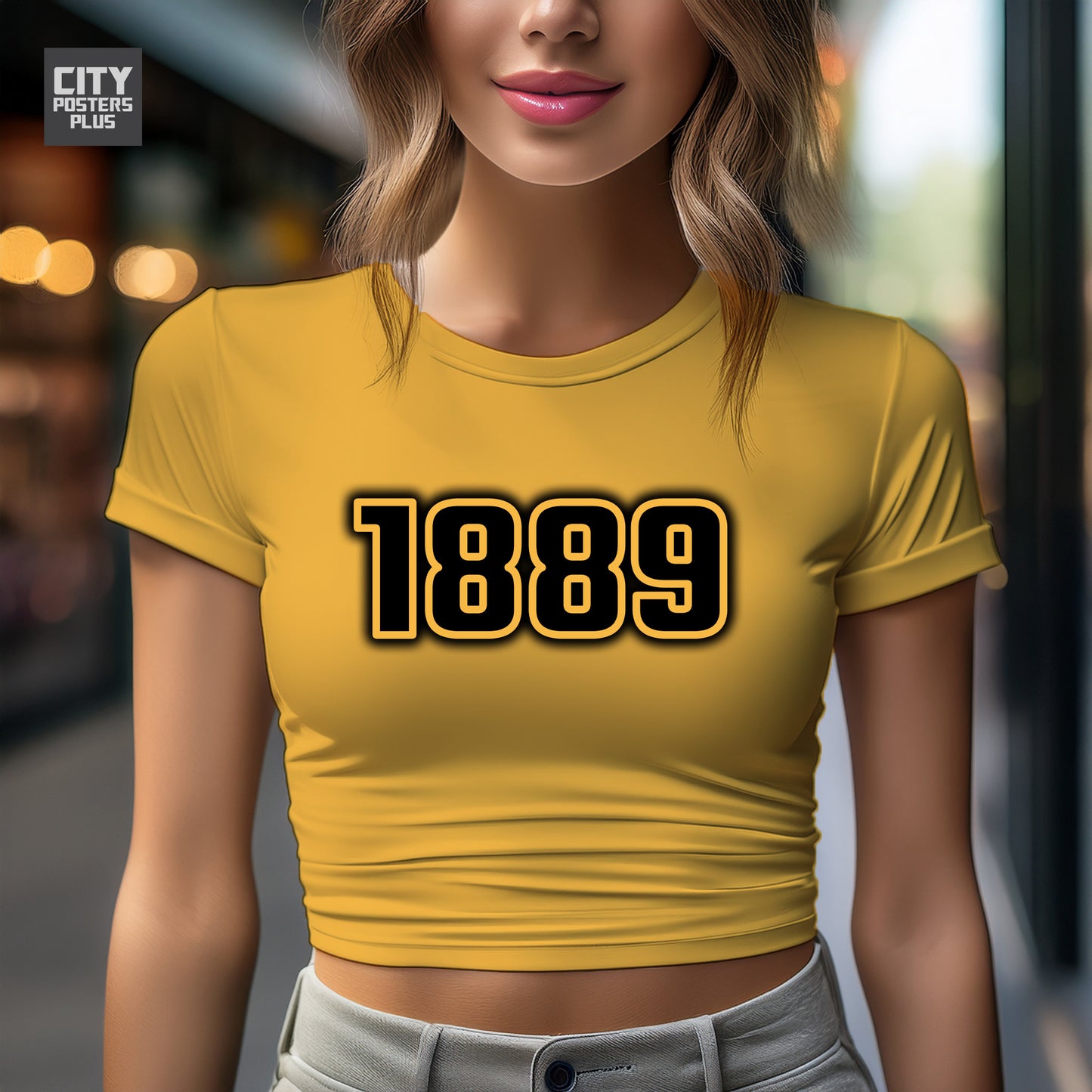 1889 Year Women Crop Top (Golden Yellow)