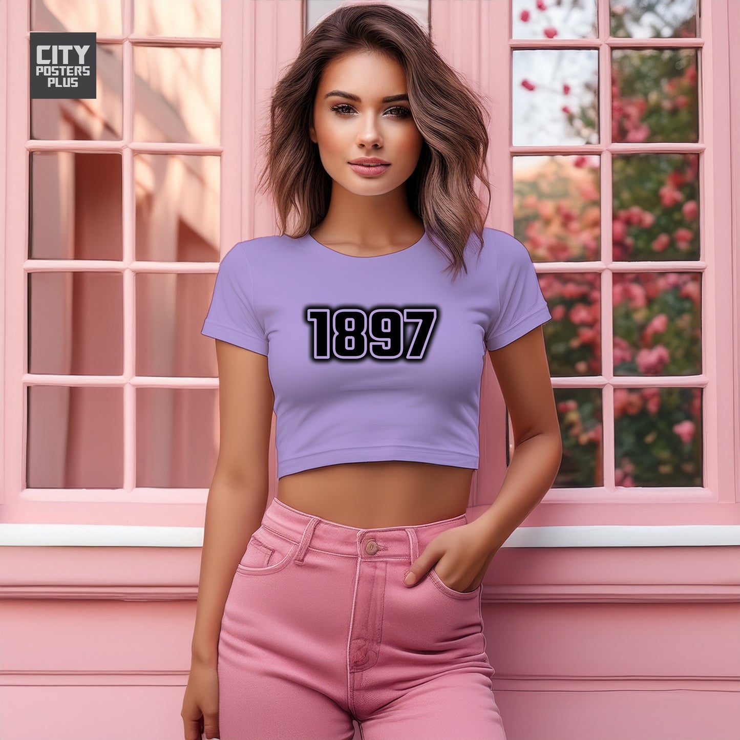 1897 Year Women Crop Top (Iris Lavender)