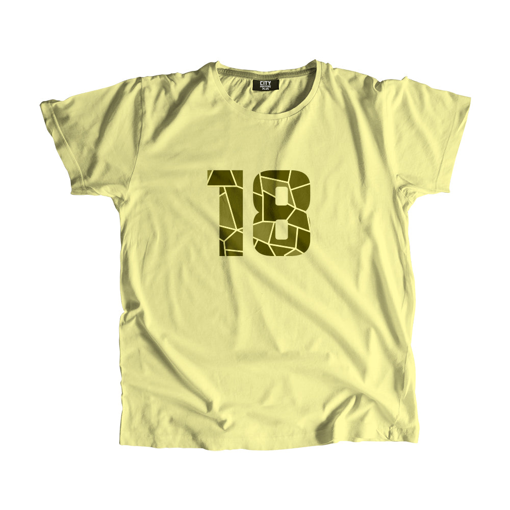 18 Number Men Unisex T-Shirt (Butter Yellow)