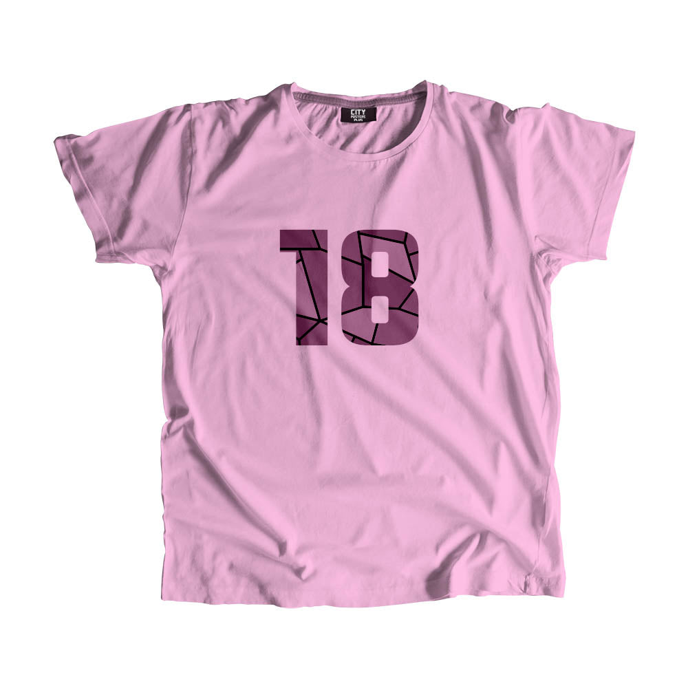 18 Number Men Unisex T-Shirt (Light Pink)