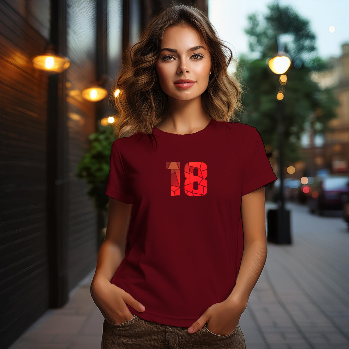 18 Number Women T-Shirt (Maroon)