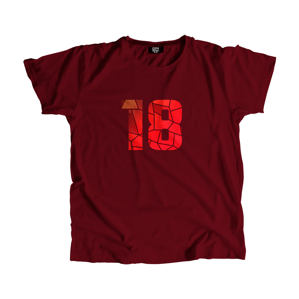 18 Number Men Unisex T-Shirt (Maroon)