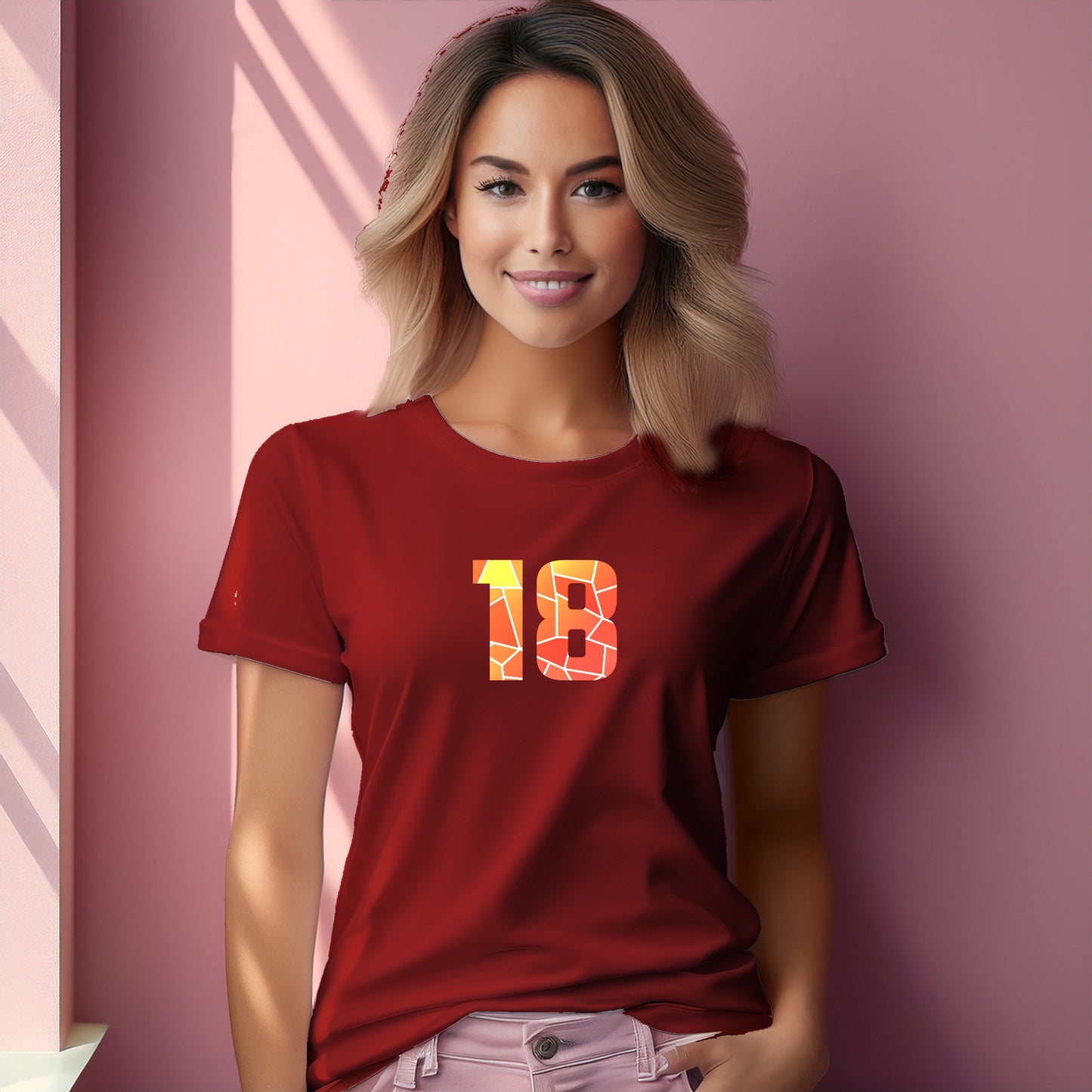 18 Number Women T-Shirt (Red)