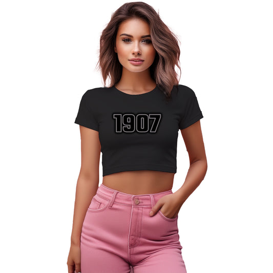 1907 Year Women Crop Top (Black)