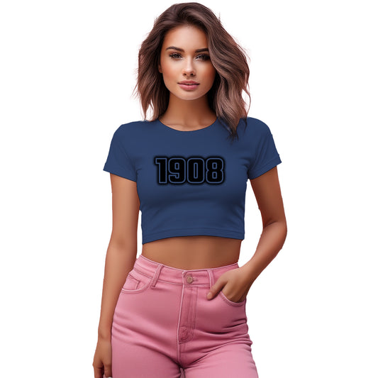 1908 Year Women Crop Top (Navy Blue)