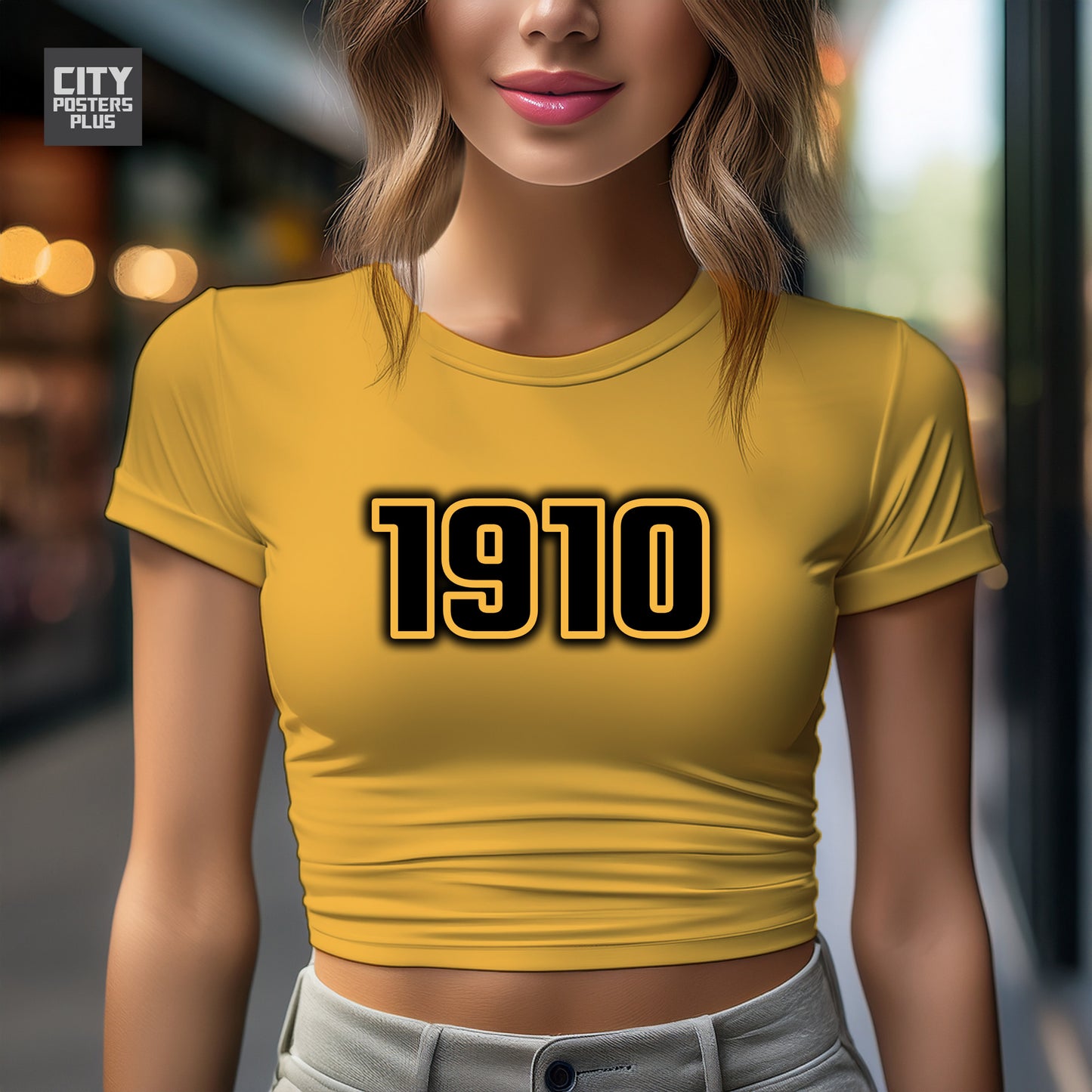 1910 Year Women Crop Top (Golden Yellow)