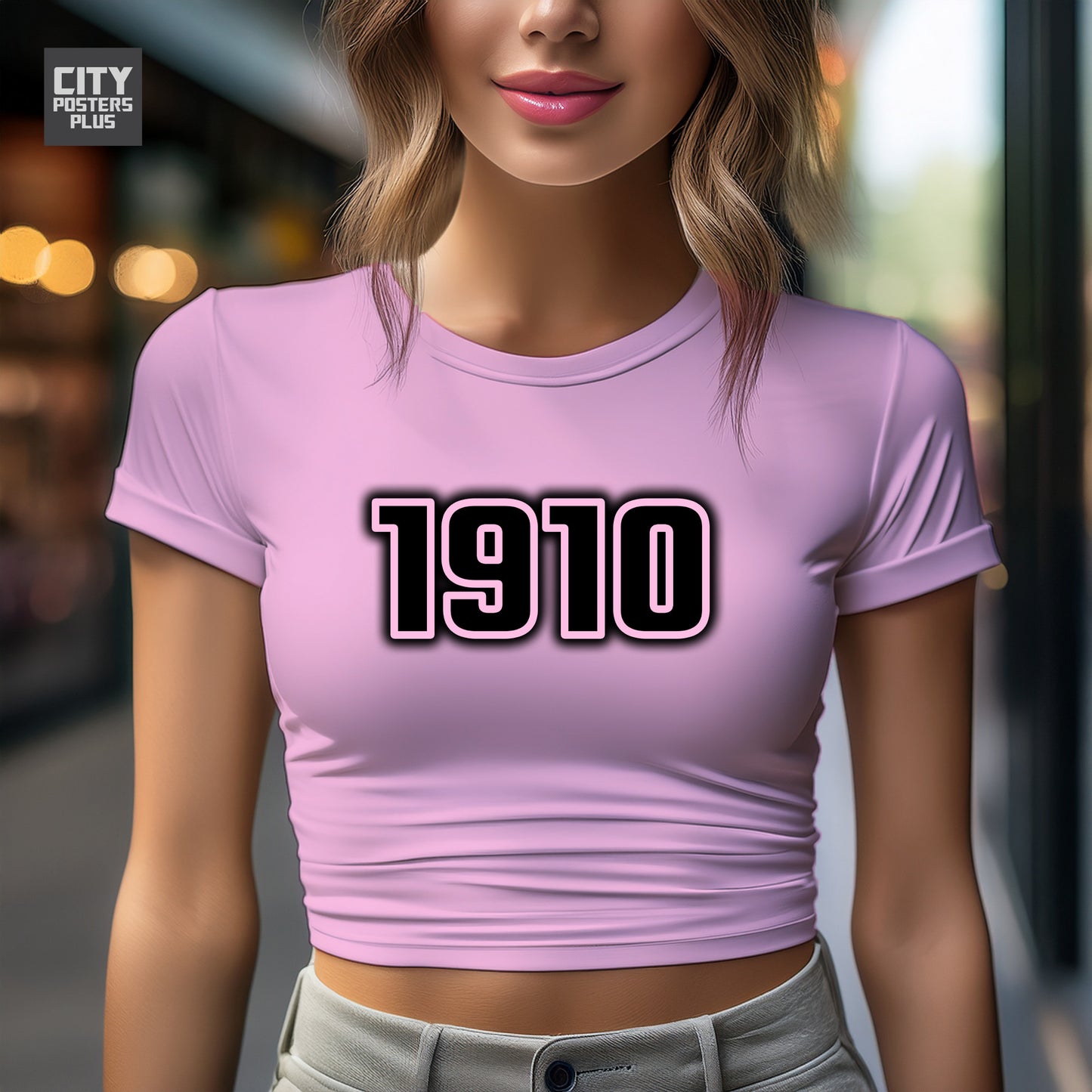 1910 Year Women Crop Top (Light Pink)