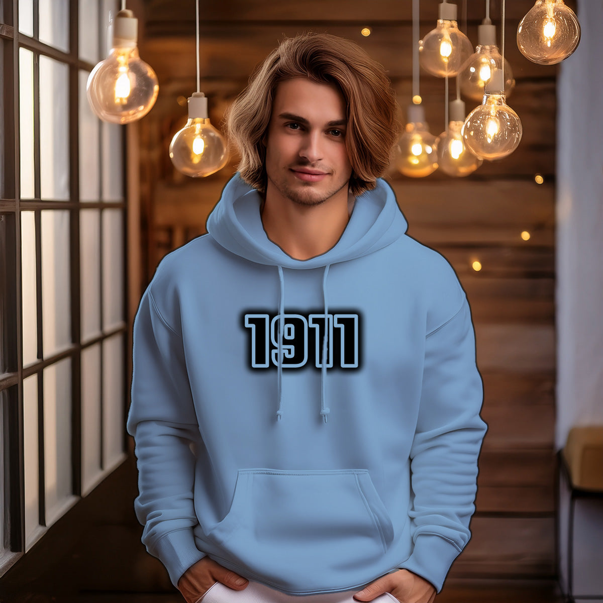 1911 Year Men Unisex Hoodie (Baby Blue)