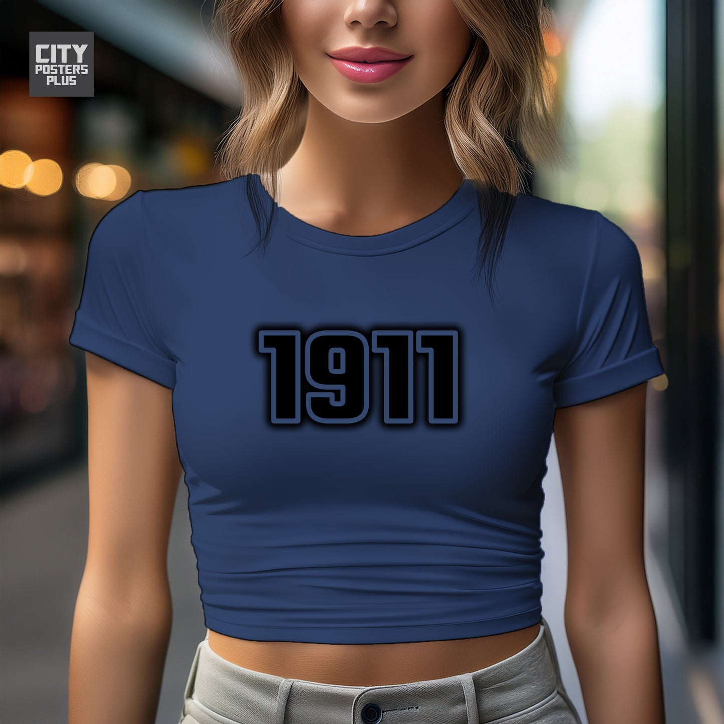 1911 Year Women Crop Top (Navy Blue)
