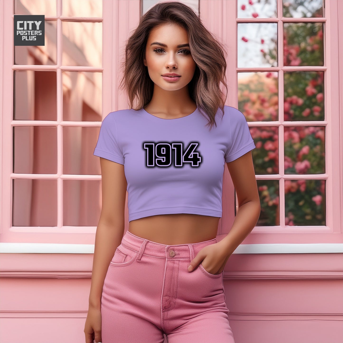 1914 Year Women Crop Top (Iris Lavender)