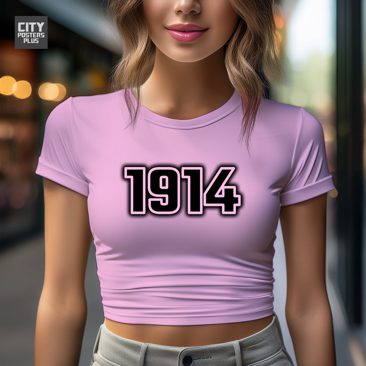 1914 Year Women Crop Top (Light Pink)