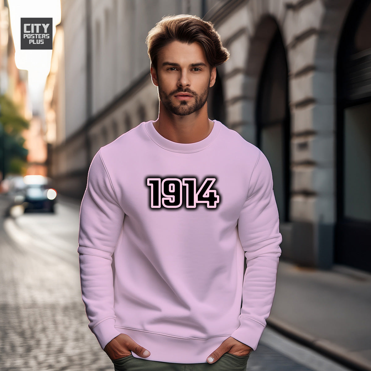 1914 Year Men Unisex Sweatshirt (Light Pink)