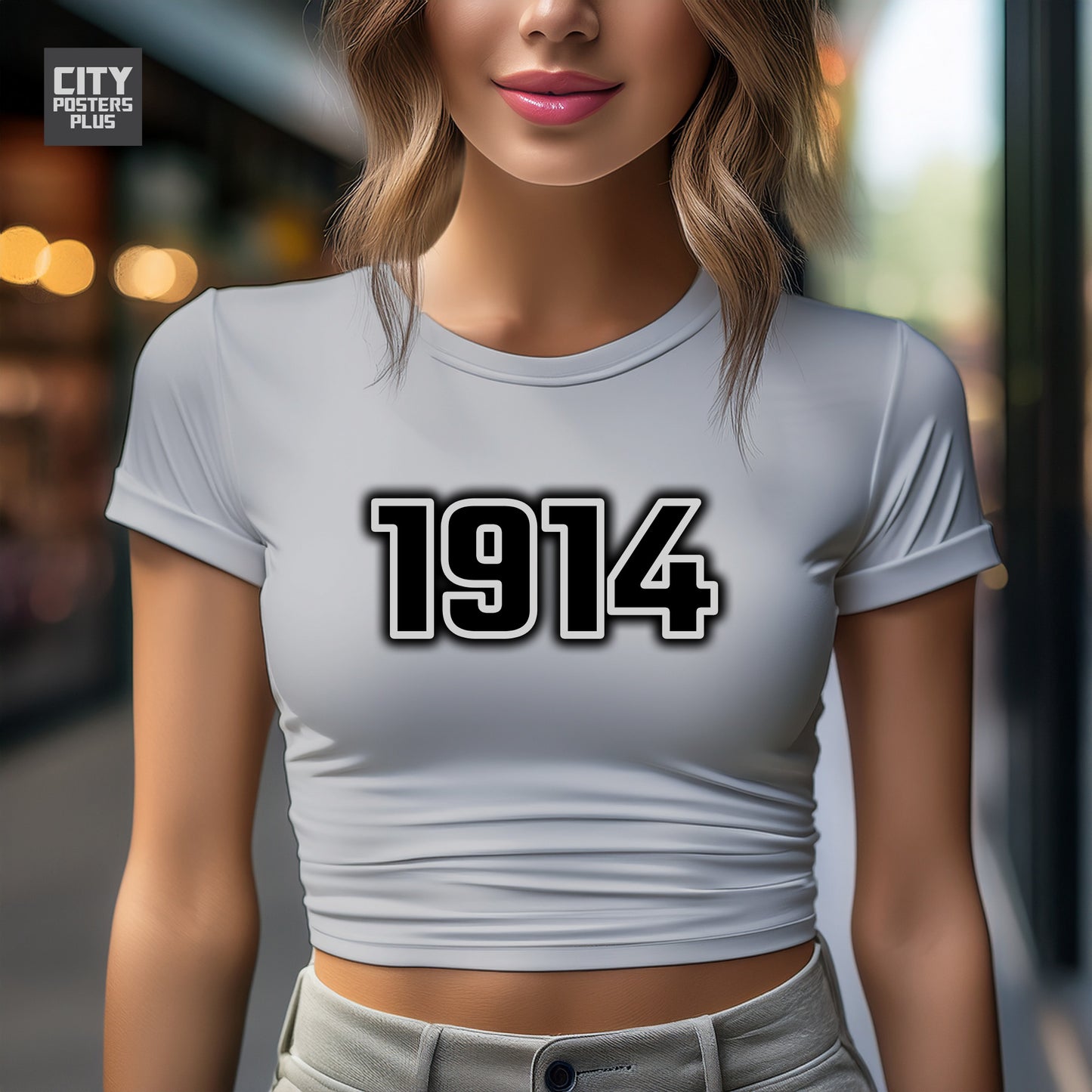 1914 Year Women Crop Top (Melange Grey)