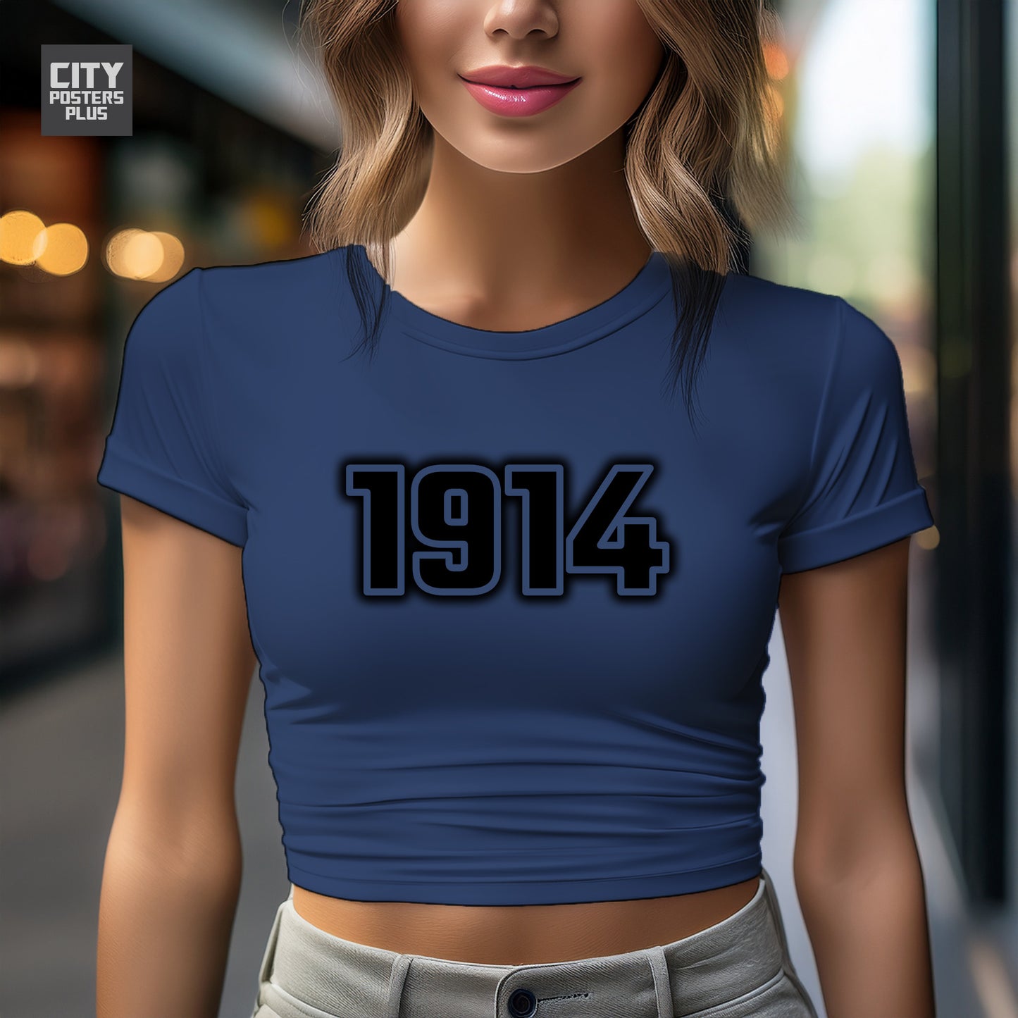 1914 Year Women Crop Top (Navy Blue)