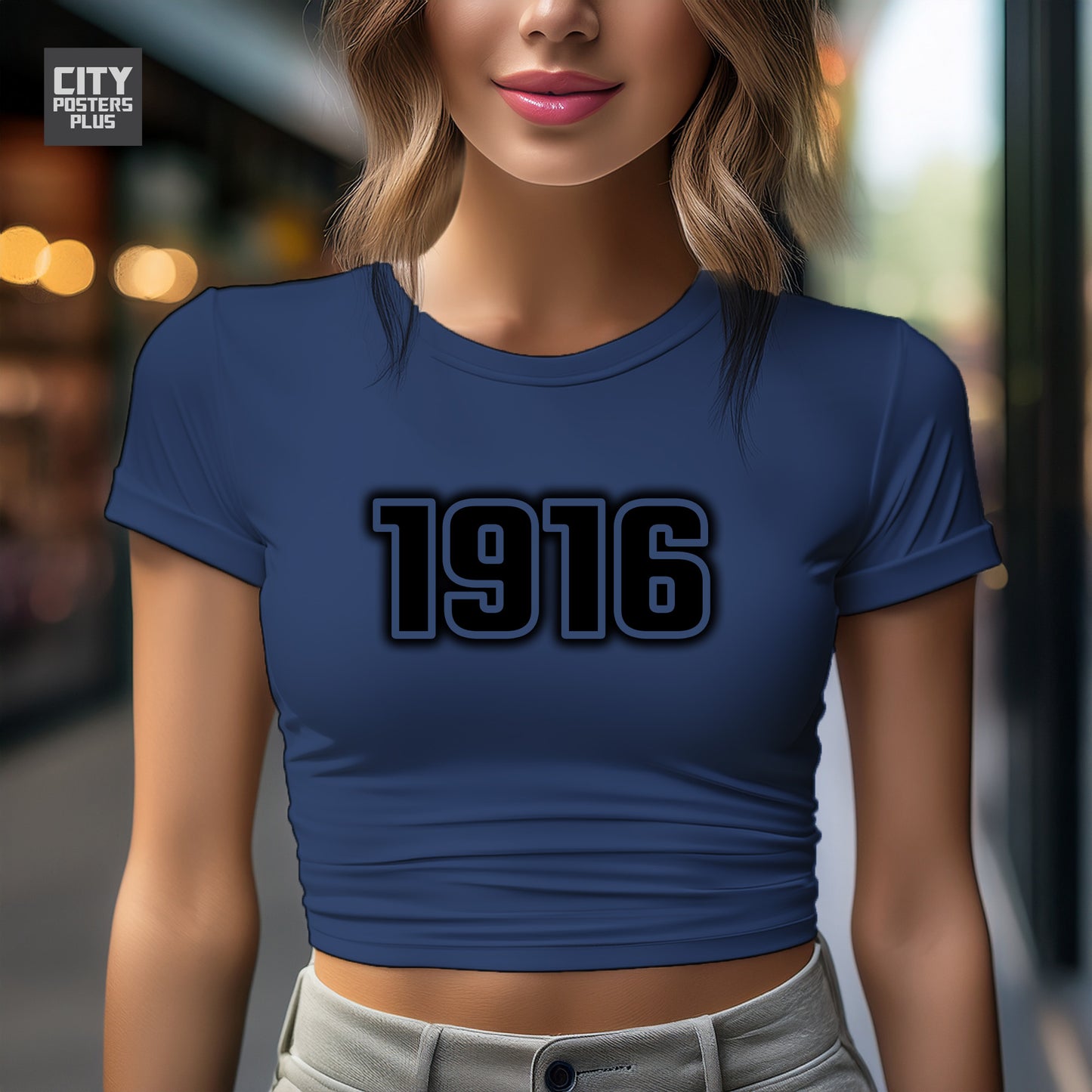 1916 Year Women Crop Top (Navy Blue)