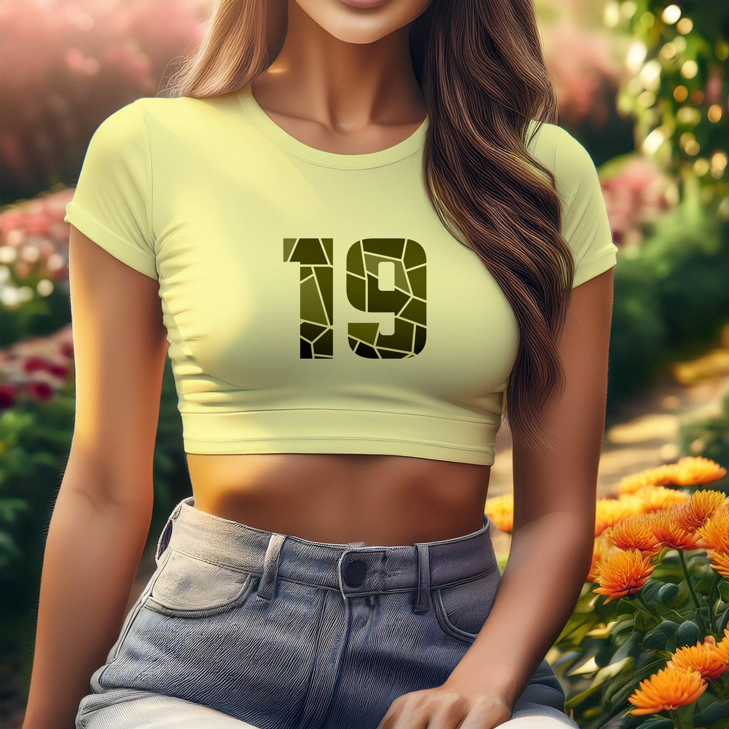 19 Number Women Crop Top (Butter Yellow)