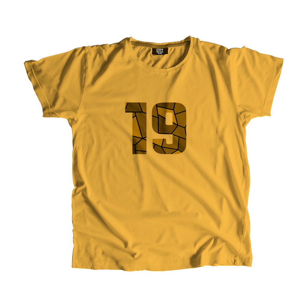 19 Number Men Unisex T-Shirt (Golden Yellow)