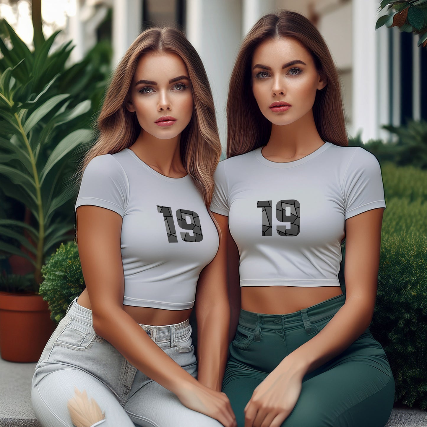 19 Number Women Crop Top (Melange Grey)