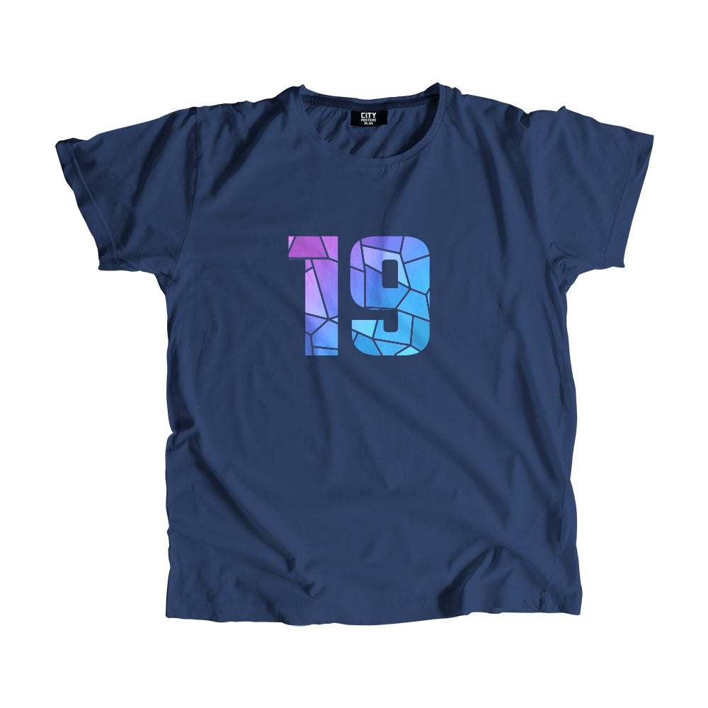 19 Number Men Unisex T-Shirt (Navy Blue)