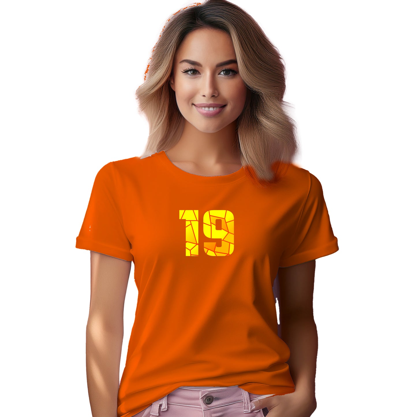 19 Number Women T-Shirt (Orange)