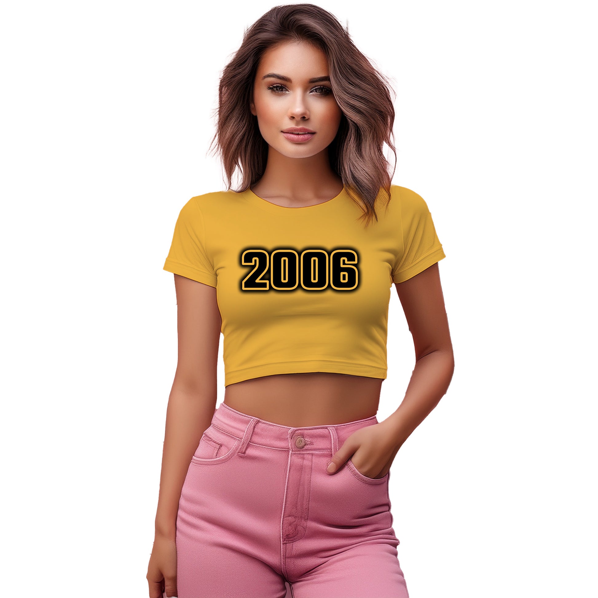2006 Year Women Crop Top (Golden Yellow)