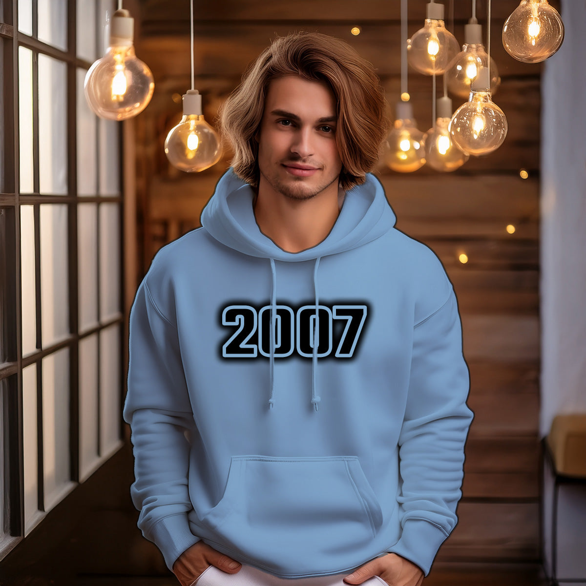 2007 Year Men Unisex Hoodie (Baby Blue)