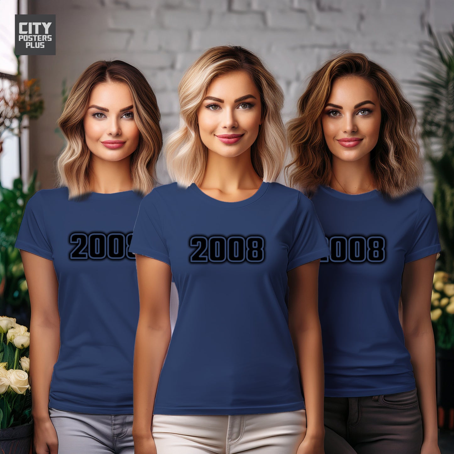 2008 Year Women T-Shirt (Navy Blue)