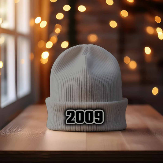 Beanie Plus  2009 Year Beanie | Vintage & Future Year Knit Winter Hat 