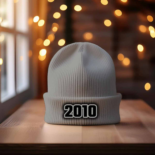 Beanie Plus  2010 Year Beanie | Vintage & Future Year Knit Winter Hat 