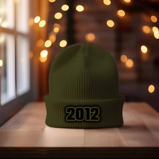 Beanie Plus  2012 Year Beanie | Vintage & Future Year Knit Winter Hat 