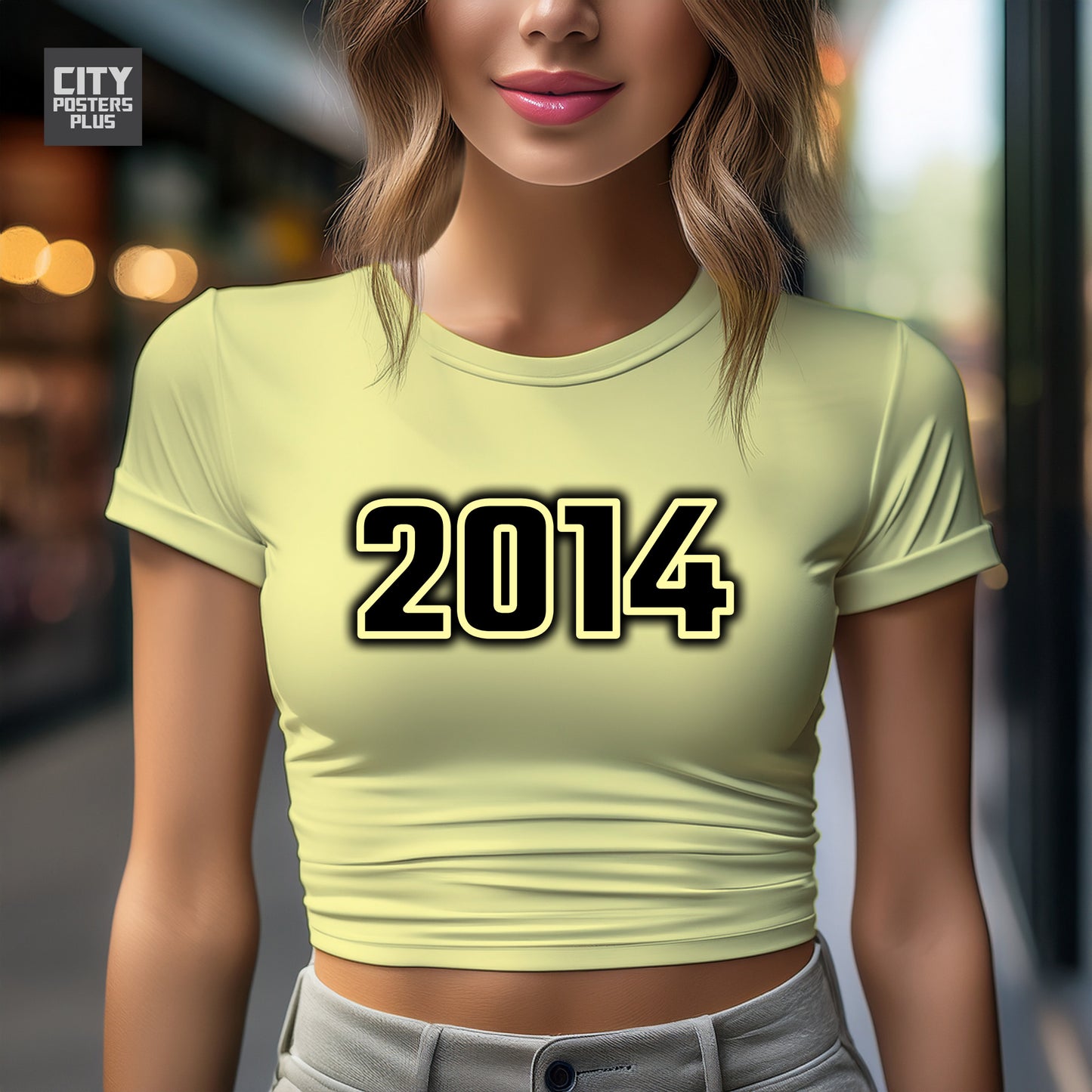 2014 Year Women Crop Top (Butter Yellow)