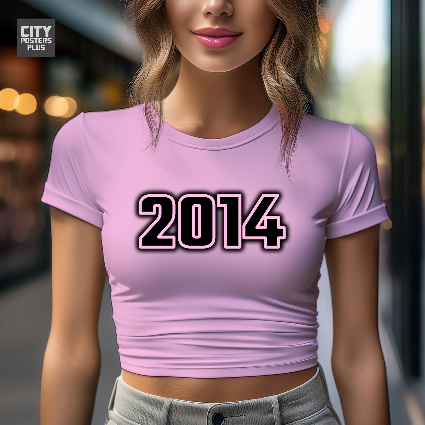 2014 Year Women Crop Top (Light Pink)