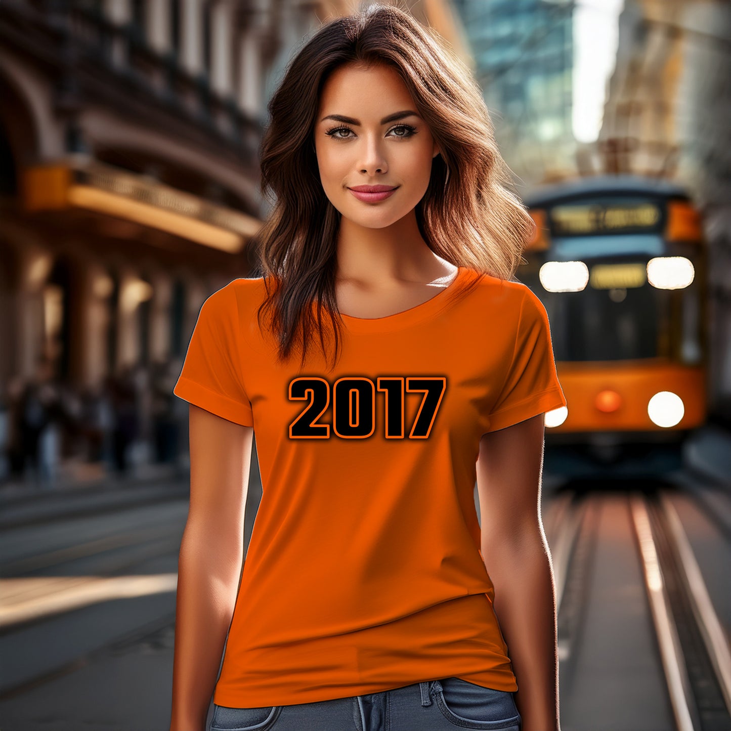 2017 Year Women T-Shirt (Orange)
