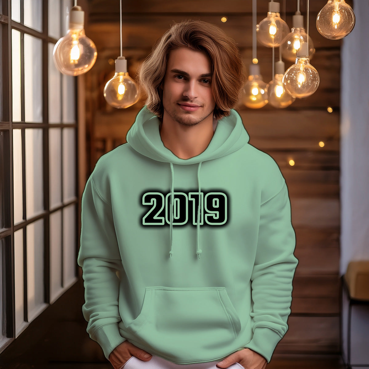 2019 Year Men Unisex Hoodie (Mint Green)
