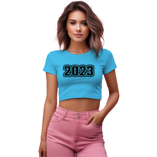2023 Year Women Crop Top (Sky Blue)
