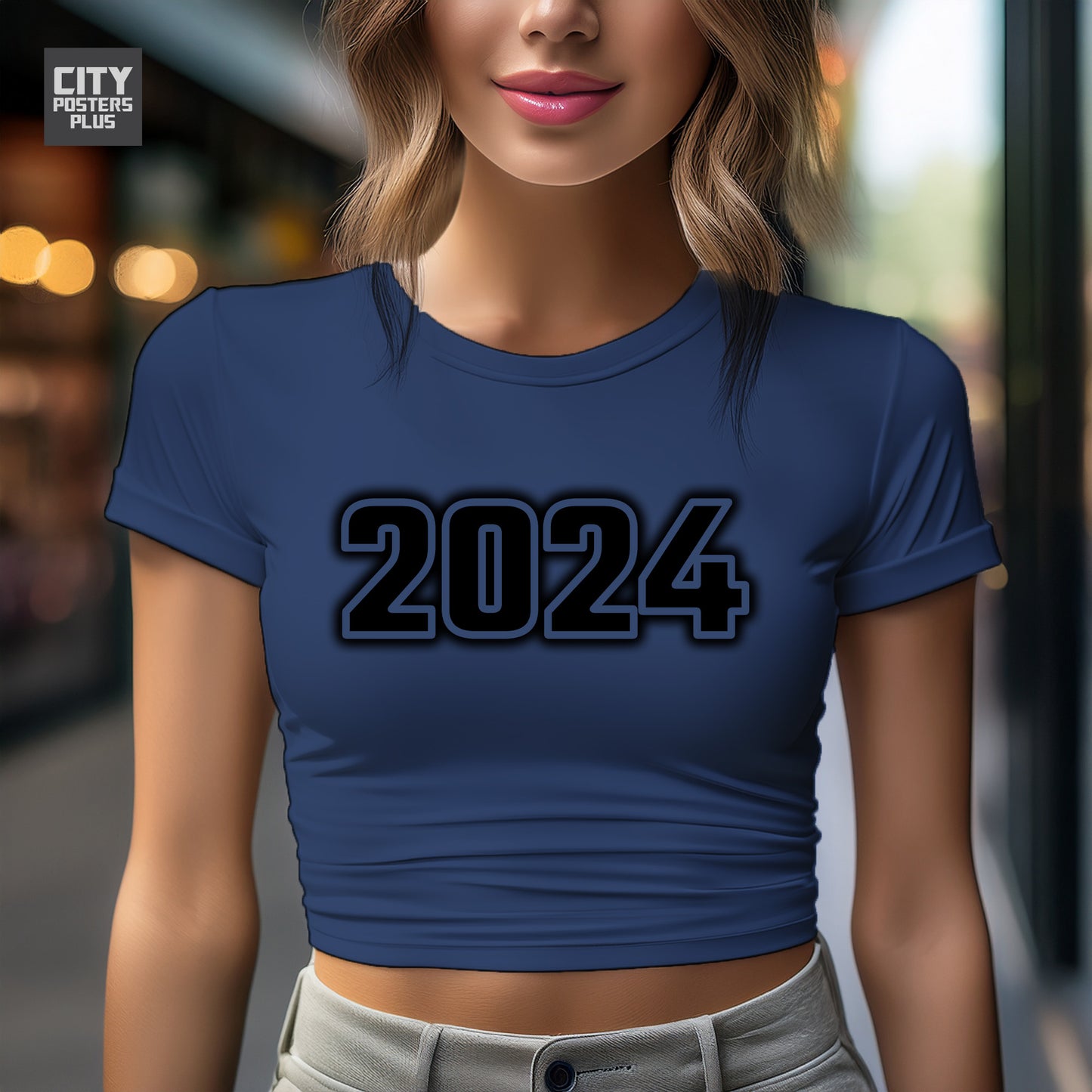2024 Year Women Crop Top (Navy Blue)