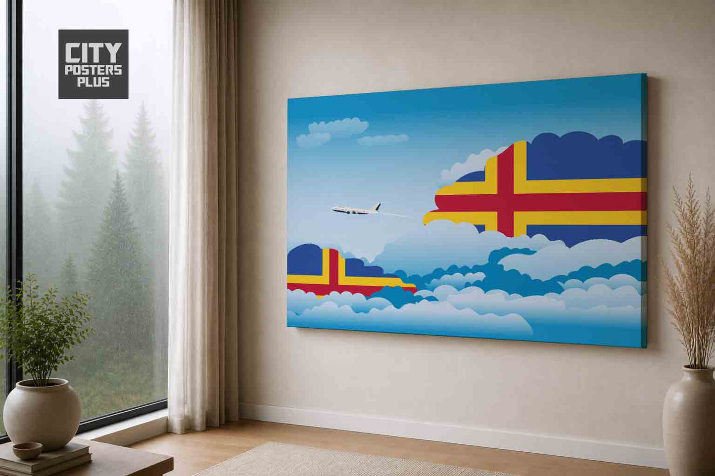 Aland Day Clouds Canvas Framed Prints | Country & City Wall Art | City Posters Plus