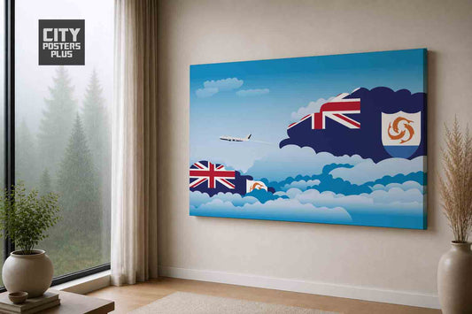 Anguilla Day Clouds Canvas Framed Prints | Country & City Wall Art | City Posters Plus