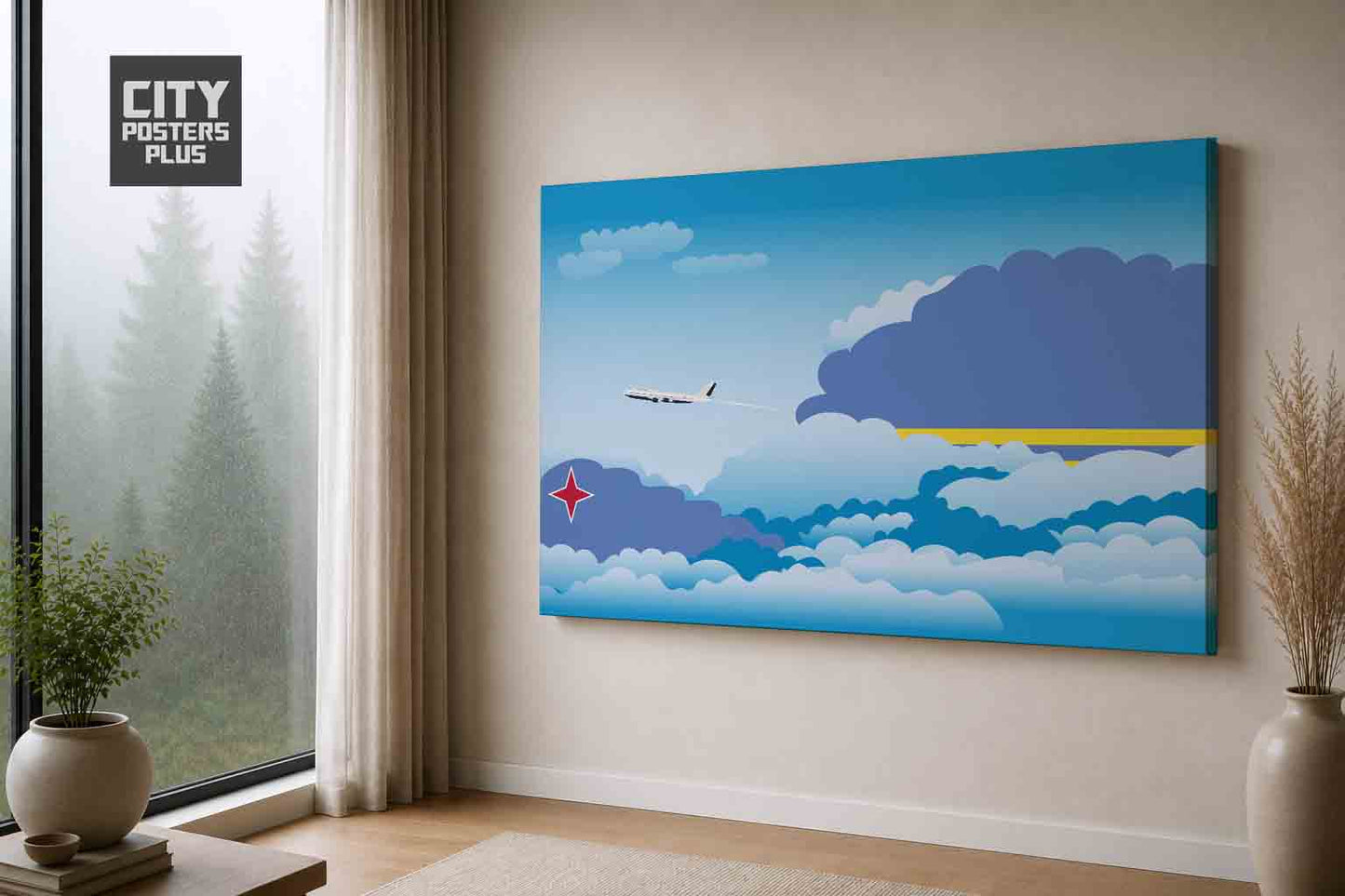 Aruba Day Clouds Canvas Framed Prints | Country & City Wall Art | City Posters Plus