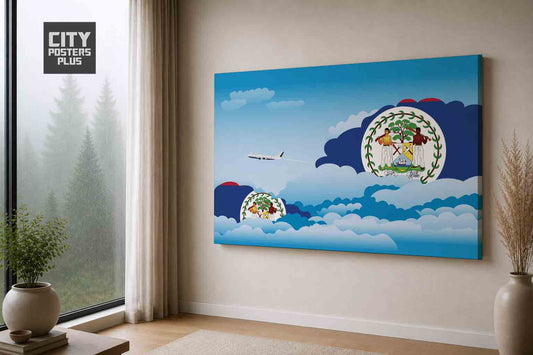 Belize Day Clouds Canvas Framed Prints | Country & City Wall Art | City Posters Plus