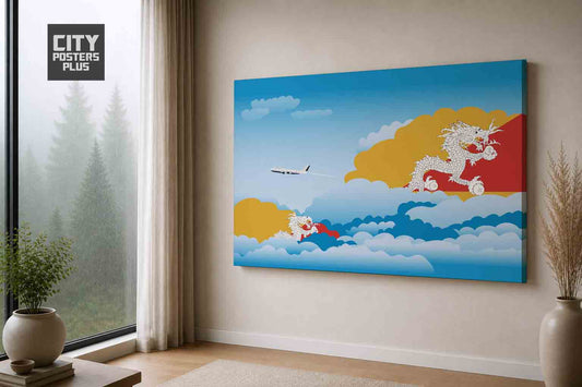 Bhutan Day Clouds Canvas Framed Prints | Country & City Wall Art | City Posters Plus