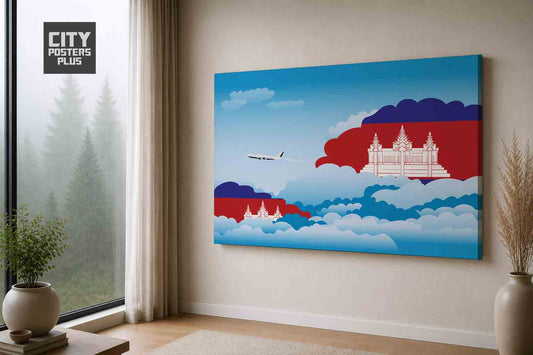 Cambodia Day Clouds Canvas Framed Prints | Country & City Wall Art | City Posters Plus